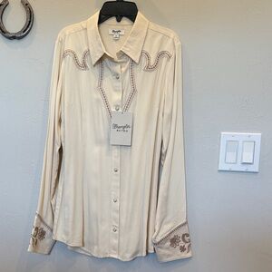 Wrangler Cream Embroidered Western Shirt